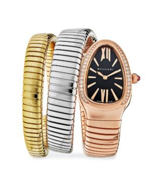 BVLGARI Serpenti Tubogas Watch 102948 Three-Tone Double Spiral