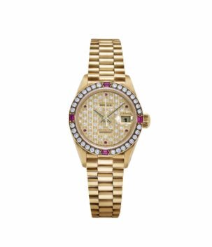 Rolex Datejust 79068 'Ladies' Yellow Gold Diamond Ruby Dial