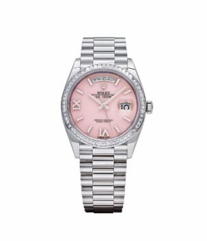 Rolex Day-Date 36 128396TBR Platinum Pink Opal Diamond