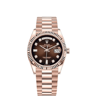 Rolex Day-Date 36 128235 Rose Gold Brown Ombre Diamond Dial