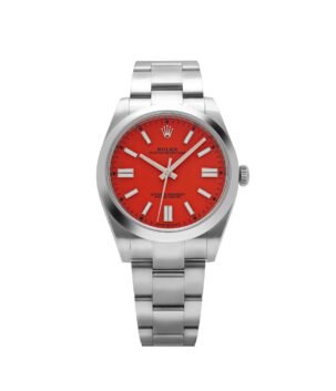 Rolex Oyster Perpetual 41 124300 Stainless Steel Coral Red Dial